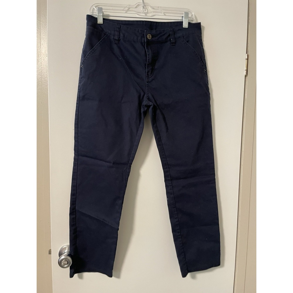 Prana Size 8 Womens Navy Organic Cotton Blend Pocket Stretch Straight Pant